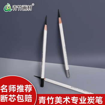 青竹画材（CHINJOO）流光白炭笔美术生专用软中硬素描铅笔碳笔碳条碳铅笔绘画素描美术写生【流光白速写炭笔/12支】