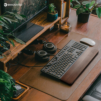 宜适酷（EXCO）黑胡桃木87键盘手托腕托实木手托木制鼠标护腕掌托机械键盘托枕木原木鼠标垫护腕键盘托9716