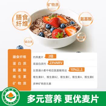丙田 有机高纤黑麦片850g 低脂早餐即食免煮无0 加糖脂肪纯全麦燕麦片