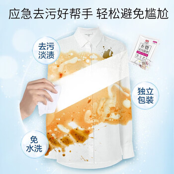 立白小白白【衣物去污湿巾单片装X5片】 应急去污 免水洗 快速去渍