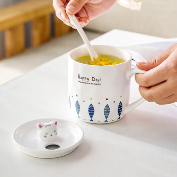 瓷魂 陶瓷马克杯带盖带勺杯子咖啡杯情侣茶杯男女大容量水杯 小猫杯 瓷魂 陶瓷马克杯带盖带勺杯子咖啡杯情侣茶杯男女大容量水杯 小猫杯