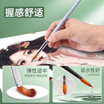 马格利特水彩画笔水彩笔专业工具套装尼龙毛动物毛水粉笔勾线笔水彩毛笔可水洗初学者美术绘画通用8支原木
