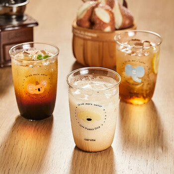 卡罗特高硼硅玻璃杯泡茶果汁牛奶咖啡杯高颜值家用耐高温 棉花小狗500ml