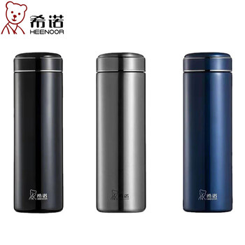 希诺（heenoor）保温杯500mL大容量304不锈钢水杯车载便携泡茶杯子XN-5803玄青