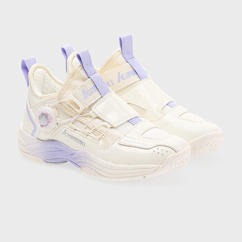 川崎（KAWASAKI）儿童羽毛球鞋穿越2.0耐磨男女童同款运动鞋B4412 米色/紫色 36