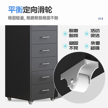 中伟矮柜活动柜文件柜抽屉柜桌下柜床头柜铁皮柜收纳柜带轮子三抽黑色 中伟矮柜活动柜文件柜抽屉柜桌下柜床头柜铁皮柜收纳柜带轮子三抽黑色