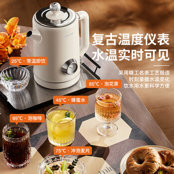 摩动（modong）烧水壶电热水壶电水壶双层防烫1.8L大容量家用烧水壶304不锈钢内胆大功率1500W快速烧水MD-DSH08