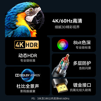 胜为（shengwei）HDMI线工程级 4K/60HZ高清线 3D视频线10米 电脑电视机机顶盒投影仪显示器数据连接线AHH3100G