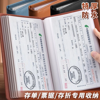 四季年华定期存单夹存折存单收纳本多功能票据收纳册现金银行卡活页资料册 【磁扣定页款】黑色