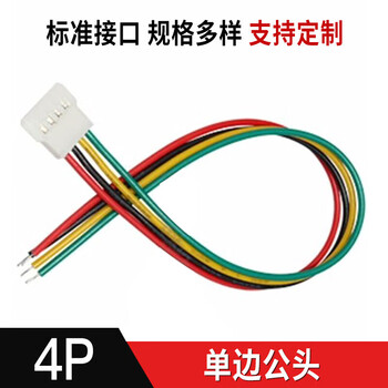 汇君 MX2.0电子线单头镀锡彩排线连接线公头母头2P3P4P线端 10条单边公头4P 10cm