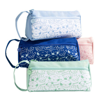 晨光（M&G）小学生笔袋文具盒铅笔盒欢乐涂鸦三角袋鼠包 深蓝APB932LY-A