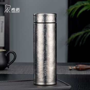 希诺纯钛保温杯钛杯商务车载水杯男高档泡茶杯子XN-T311沁雪银 340mL