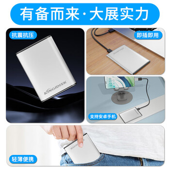 黑甲虫 (KINGIDISK) 1TB USB3.0 移动硬盘 SLIM系列 2.5英寸 珍珠银 9.5mm金属纤薄 抗震抗压 SLIM100