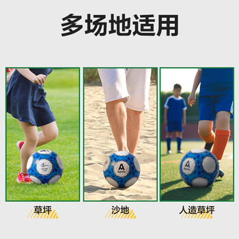 得力 足球 安格耐特 机缝足球5号发泡PVC材质标准训练（蓝+白）FD201