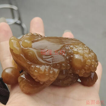 天然和田玉 碧玉 精細彫刻 金蟾 置物 擺件 210×140×95mm 重3250g 和田玉三足金蟾吊坠☆手工雕刻金蟾饰品_本命佛总部