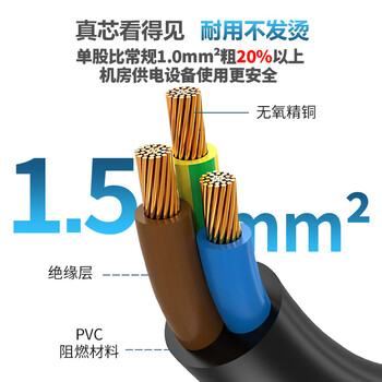 TOWE 同为交换机PDU服务器UPS电源线C13转C14欧标IEC电源线1.5平1.5米TW-F-C13/C14 1.5M