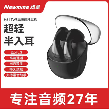 纽曼（Newmine） H61 TWS无线蓝牙音乐耳机半入耳运动耳机持久续航HIFI音质太空仓耳机 黑色