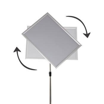 欧唛（oumai）指示牌立牌展示牌立式不锈钢广告牌告示牌可伸缩旋转展示架引导牌 A2银色直角【加重款】单个装