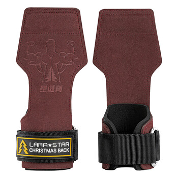 劳拉之星圣诞背牛皮助力带健身手套握力带护腕护掌防滑哑铃引体向上