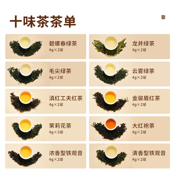 京苑10味小罐茶叶 红茶绿茶 龙井 碧螺春 金骏眉送长辈领导礼物礼盒