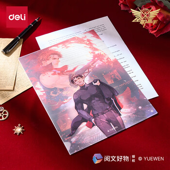 得力（deli）单只A4大小 全职高手文件套 2入学生资料文件档案保护收纳 票据试卷奖状作业收集册 QZ701韩文清