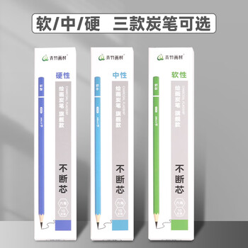 青竹画材（CHINJOO）炭笔软中硬炭美术专用素描铅笔10支混合速写硬碳绘画艺考生专业工具青竹炭笔美术写生画画笔