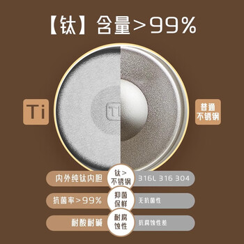 卡罗特钛杯保温杯纯钛咖啡杯高端吸管水杯户外便携随行杯子男生日礼物