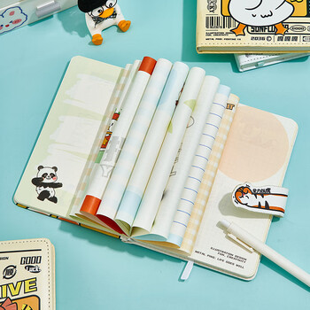 佳茉笔记本手账本活页本子高颜值可爱卡通ins风记事本皮面磁扣本加油鸭励志礼物送朋友同学