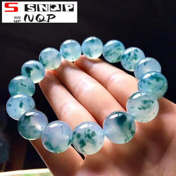 冰种飘花翡翠手串缅甸天然a货正品玻璃种飘绿花翡翠圆珠串手链女
