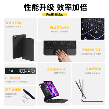 倍思iPad妙控键盘通用2024年Air6-13英寸（M2芯片）iPadPro-12.9英寸磁吸悬浮键盘保护套