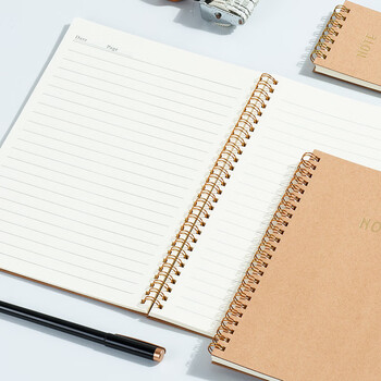 申士（SHEN SHI）【2本起拍】A5牛皮纸金属线圈本笔记本子学生文具单词本草稿本便签本记事本60张/本 21025-2