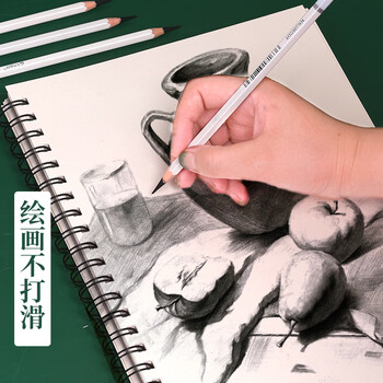 青竹画材（CHINJOO）流光白炭笔美术生专用软中硬素描铅笔碳笔碳条碳铅笔绘画素描美术写生【流光白硬炭笔/12支】