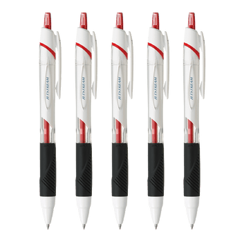 uni三菱 JETSTREAM系列按动原子笔SXN-150 顺滑学生办公用圆珠笔0.5mm 白杆红芯 5支装