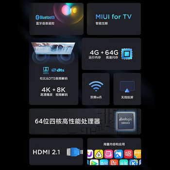 小米（MI）盒子 4S MAX 4K旗舰智能语音机顶盒 蓝牙语音遥控 手机无线投屏 64位四核高性能处理器MDZ-30-AA