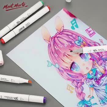 蒙玛特（Mont Marte）马克笔油性马克笔酒精双头美术彩绘笔学生水彩笔宝蓝6支VSX#SX-MM-MKB-34-6美育画画笔