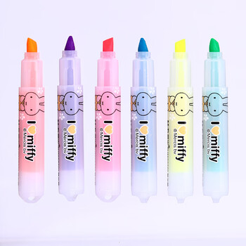 晨光（M&G）荧光笔米菲学生用手帐记号笔彩色划重点标记考试重点手账笔便携式迷你荧光笔FHM22501【6色/包】