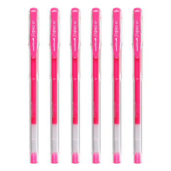 uni三菱 uni-ball UM-100荧光粉中性笔高颜值0.7mm签字笔商务学生考试专用水笔水性笔套装 6支