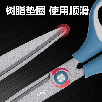 得力175mm特氟龙防粘剪刀 软胶手柄家用剪手工剪纸开箱刀办公（新老品混发） 6055混色