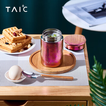 TAIC太可纯钛保温杯钛杯户外水杯焖茶杯口袋杯男女便携260ml 枫叶红