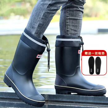 回力雨鞋男士时尚雨天防水雨靴洗车水鞋钓鱼耐磨胶鞋89 黑色束口 39 