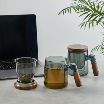 平仄 茶杯泡茶杯茶水分离杯玻璃杯办公室水杯大容量420ml青山隐 平仄 茶杯泡茶杯茶水分离杯玻璃杯办公室水杯大容量420ml青山隐