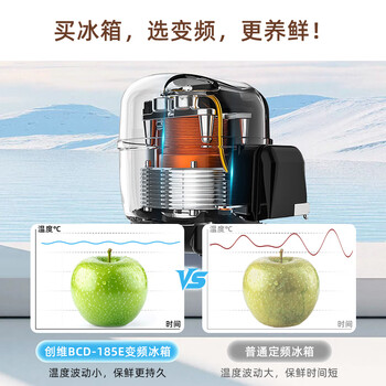 创维185L双门小型家用电冰箱 变频 冷藏冷冻迷你双开门冰箱 租房宿舍小冰箱BCD-185E