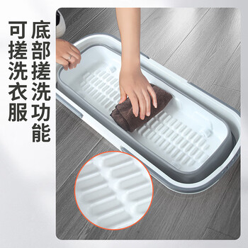 百家好世 平板拖把37cm4布+拖把桶免手洗家用清洁套装托把桶家用懒人拖地