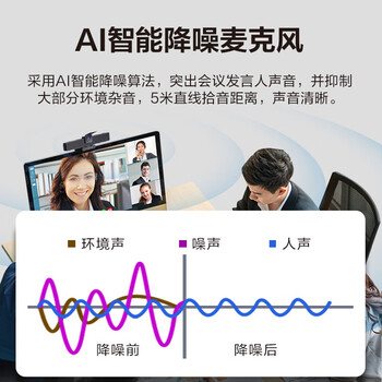 奥尼（aoni）C3500 会议摄像头电脑4K超带智能降噪麦克风高清120°广角内置扬声器免驱动