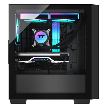 Thermaltake（Tt）启航者F4 黑色 Mini小机箱水冷电脑主机（支持MATX主板/钢化玻璃侧透/铁网面板/支持背线）