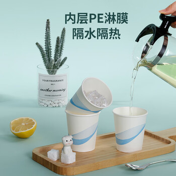 蓝自然 一次性纸杯整箱装1000只228ml加厚一次性杯子水杯办公商务家用