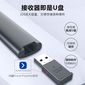 诺为激光笔  PPT翻页笔教师用LED液晶屏放大凸显 物理数字双激光 飞鼠 自带32G优盘 绿光 N95s Pro