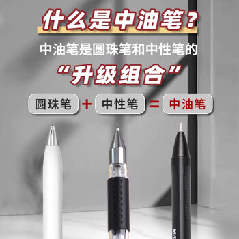 晨光水感顺滑圆珠笔中油笔0.7mm子弹头软胶握手原子笔按动笔学生办公用品红色40支/盒ABPW3002C