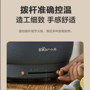 小熊电热火锅5L家用鸳鸯火锅不粘锅速热多功能一体锅 5l一体式鸳鸯火锅 DHG-C50K5