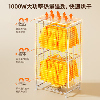 奥克斯【660L折叠大容量】干衣机便携式家用烘干机烘衣机婴儿衣服消毒宿舍衣柜小型脱水机1500w大功率